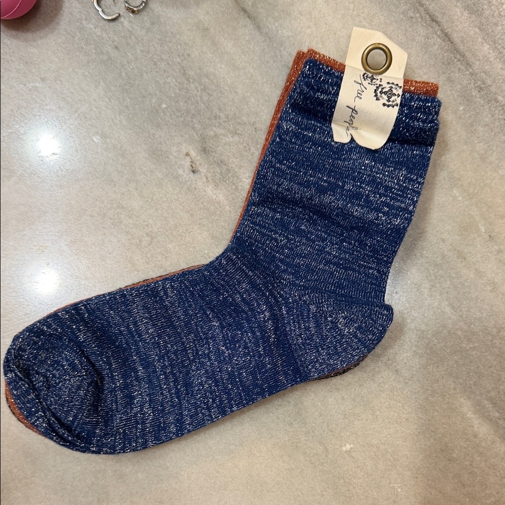 Free People Navy and Rust Socks